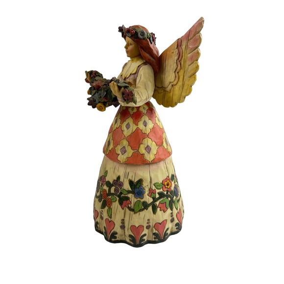 2002 Heartwood Creek Angel of Gratefulness Jim Shore Statue Angel With Flowers - Picture 3 of 8